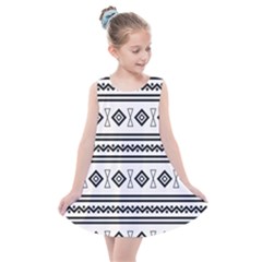 Black And White Aztec Kids  Summer Dress by tmsartbazaar