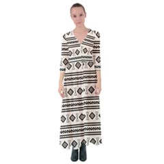 Black And White Aztec Button Up Maxi Dress by tmsartbazaar