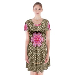 Earth Can Be A Beautiful Flower In The Universe Short Sleeve V-neck Flare Dress by pepitasart