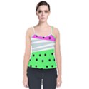 Dots and lines, mixed shapes pattern, colorful abstract design Velvet Spaghetti Strap Top View1