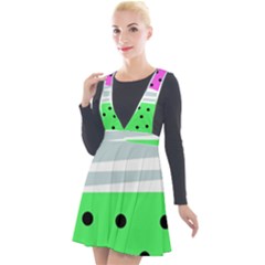 Dots And Lines, Mixed Shapes Pattern, Colorful Abstract Design Plunge Pinafore Velour Dress by Casemiro