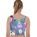 Blue Denim And Drawings Velvet Racer Back Crop Top View2