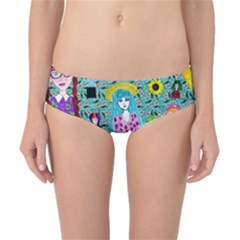 Blue Denim And Drawings Daisies Aqua Classic Bikini Bottoms by snowwhitegirl