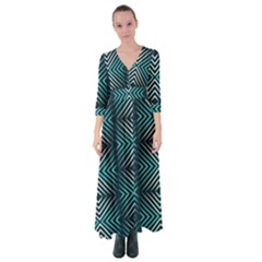 Blue Motif Design Button Up Maxi Dress by tmsartbazaar