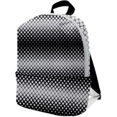 Geometrical Blocks, Rhombus Black And White Pattern Zip Up Backpack by Casemiro