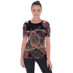 Fractal Geometry Shoulder Cut Out Short Sleeve Top by Sparkle