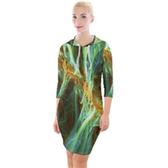 Abstract Illusion Quarter Sleeve Hood Bodycon Dress by Sparkle