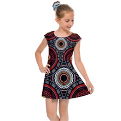 Tribal Aztec Mandala Art Kids  Cap Sleeve Dress by tmsartbazaar