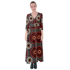 Tribal Aztec Mandala Art Button Up Maxi Dress by tmsartbazaar