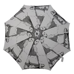 Beauty At The Beach, Sexy Girl Illustration, Black And White Hook Handle Umbrellas (medium) by Casemiro