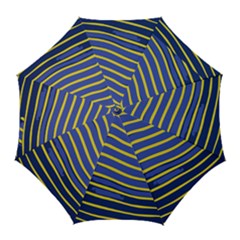 Yellow Blue Stripped Fish Golf Umbrellas by LoolyElzayat