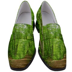 In The Forest The Fullness Of Spring, Green, Women s Chunky Heel Loafers by MartinsMysteriousPhotographerShop