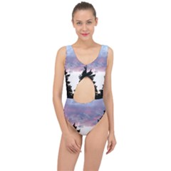 Colorful Overcast, Pink,violet,gray,black Center Cut Out Swimsuit by MartinsMysteriousPhotographerShop