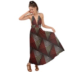 Abstract Zigzag Motif Backless Maxi Beach Dress by tmsartbazaar