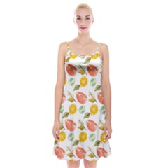 Citrus Gouache Pattern Spaghetti Strap Velvet Dress by EvgeniaEsenina