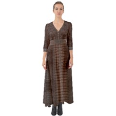 Brown Alligator Leather Skin Button Up Boho Maxi Dress by LoolyElzayat