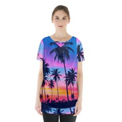 Sunset Palms Skirt Hem Sports Top by goljakoff