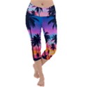 Sunset palms Lightweight Velour Capri Yoga Leggings View1