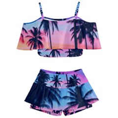 Sunset Palms Kids  Off Shoulder Skirt Bikini by goljakoff