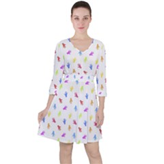 Multicolored Hands Silhouette Motif Design Ruffle Dress by dflcprintsclothing