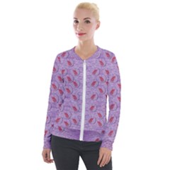 Tropical Flower Forest Of Ornate Colors Velvet Zip Up Jacket by pepitasart