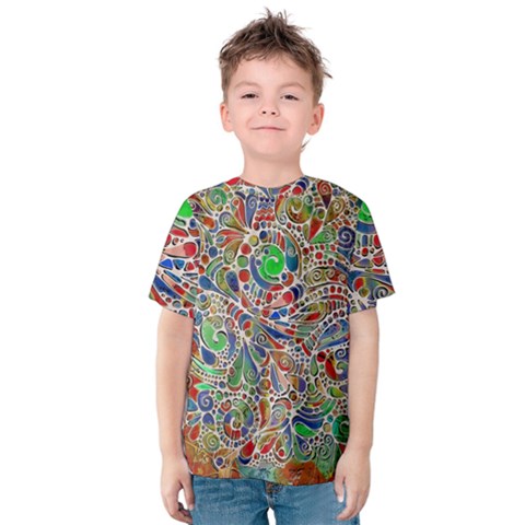 Pop Art - Spirals World 1 Kids  Cotton Tee by EDDArt