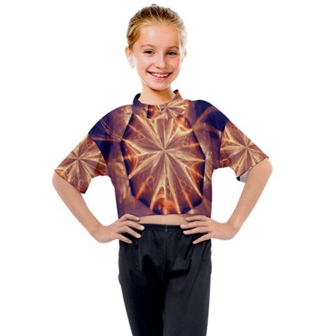 Sun Fractal Kids Mock Neck Tee by Sparkle