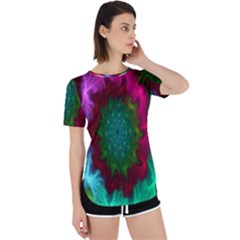 Rainbow Waves Perpetual Short Sleeve T-shirt by Sparkle