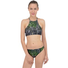 Green Glitter Squre Racer Front Bikini Set by Sparkle