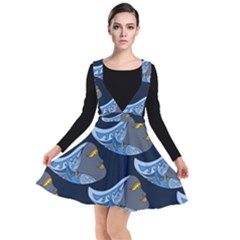 Queen Fish Doodle Art Plunge Pinafore Dress by tmsartbazaar