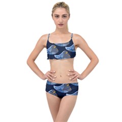 Queen Fish Doodle Art Layered Top Bikini Set by tmsartbazaar