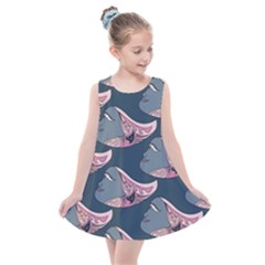 Doodle Queen Fish Pattern Kids  Summer Dress by tmsartbazaar