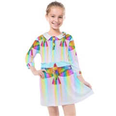 Rainbow Bird Kids  Quarter Sleeve Shirt Dress by Sparkle