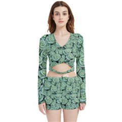 Realflowers Velvet Wrap Crop Top And Shorts Set by Sparkle