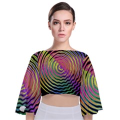 Rainbowwaves Tie Back Butterfly Sleeve Chiffon Top by Sparkle