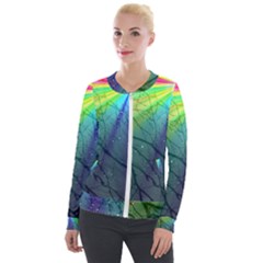 Rainbow Rain Velvet Zip Up Jacket by Sparkle