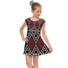 Motif Boho Style Geometric Kids  Cap Sleeve Dress by tmsartbazaar