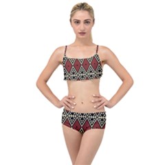 Motif Boho Style Geometric Layered Top Bikini Set by tmsartbazaar