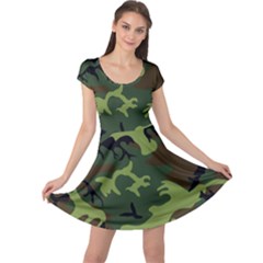 Forest Camo Pattern, Army Themed Design, Soldier Cap Sleeve Dress by Casemiro