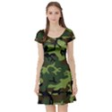 Forest camo pattern, army themed design, soldier Short Sleeve Skater Dress View1