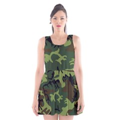 Forest Camo Pattern, Army Themed Design, Soldier Scoop Neck Skater Dress by Casemiro