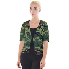 Forest Camo Pattern, Army Themed Design, Soldier Cropped Button Cardigan by Casemiro