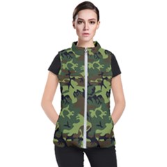 Forest Camo Pattern, Army Themed Design, Soldier Women s Puffer Vest by Casemiro