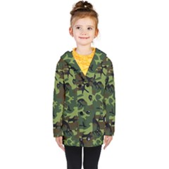 Forest Camo Pattern, Army Themed Design, Soldier Kids  Double Breasted Button Coat by Casemiro