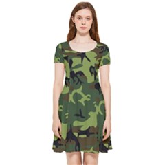 Forest Camo Pattern, Army Themed Design, Soldier Inside Out Cap Sleeve Dress by Casemiro