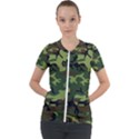 Forest camo pattern, army themed design, soldier Short Sleeve Zip Up Jacket View1