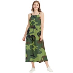 Forest Camo Pattern, Army Themed Design, Soldier Boho Sleeveless Summer Dress by Casemiro