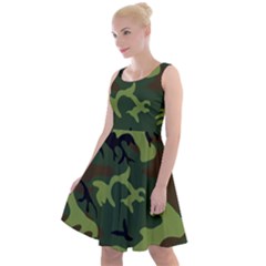 Forest Camo Pattern, Army Themed Design, Soldier Knee Length Skater Dress by Casemiro