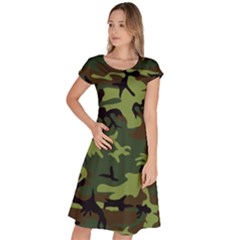 Forest Camo Pattern, Army Themed Design, Soldier Classic Short Sleeve Dress by Casemiro