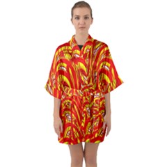 Fire On The Sun Half Sleeve Satin Kimono  by ScottFreeArt